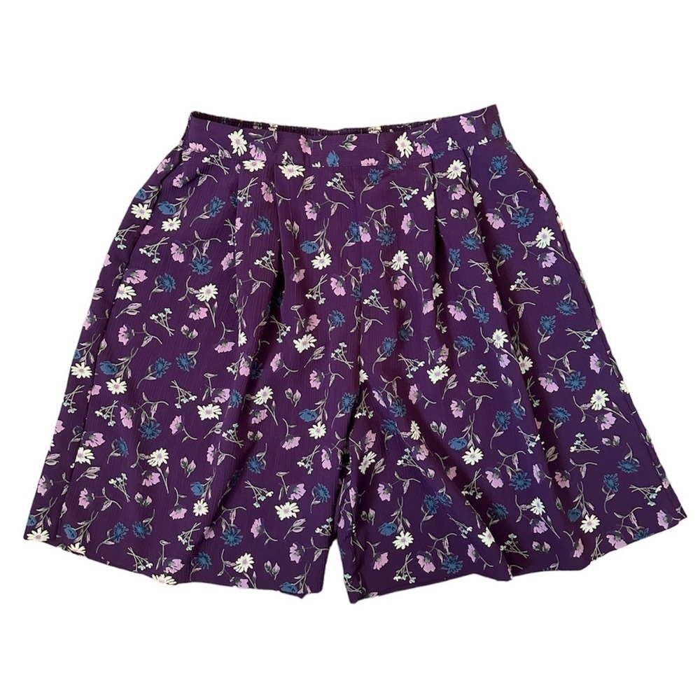Vintage Shorts Northern Traditions Flowy Floral Purple Festival Spring Coachella